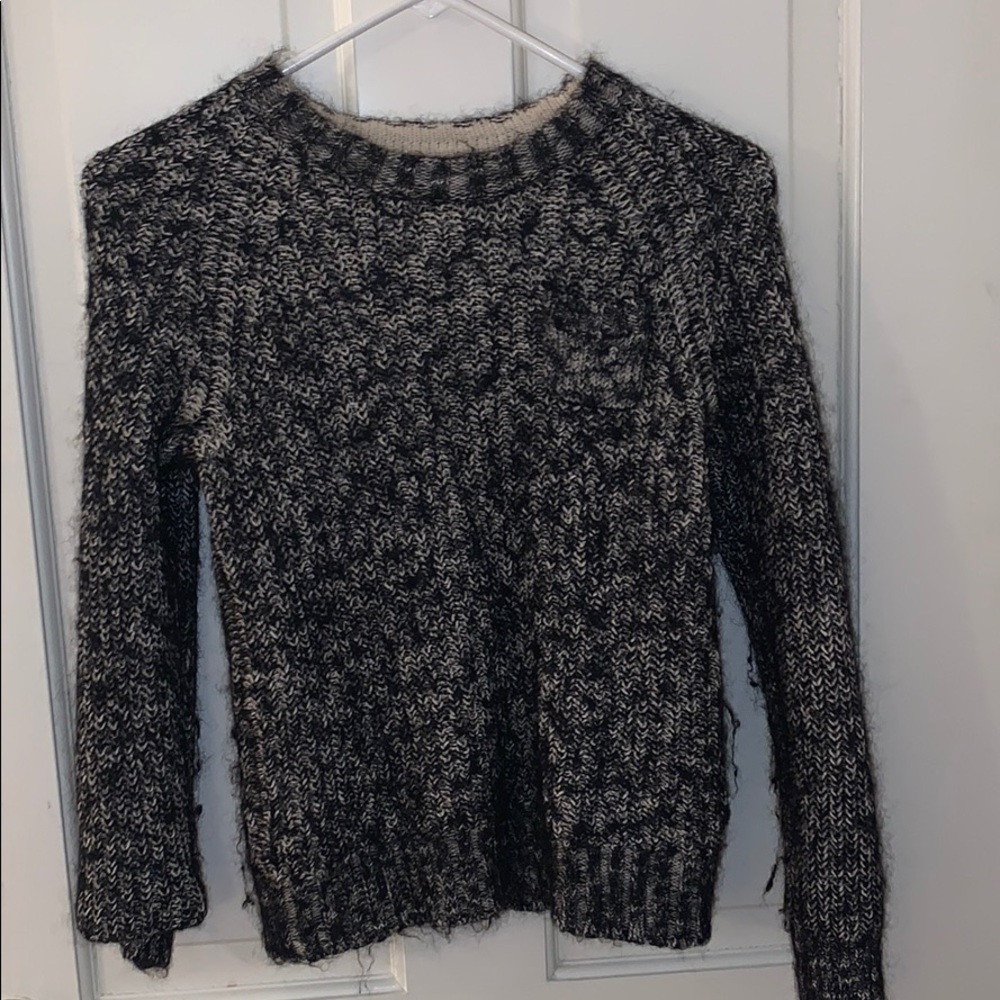 Black and White knit/fuzzy sweater!
